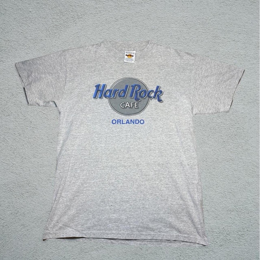 Vintage 90s Hard Rock Cafe Orlando Gray Graphic T-Shirt Mens Medium